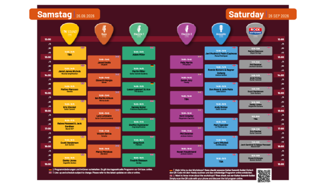 Guitar Summit 2026 – Workshop-Programm Samstag, 26.09.2026