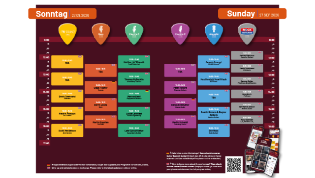 Guitar Summit 2026 – Workshop-Programm Sonntag, 27.09.2026